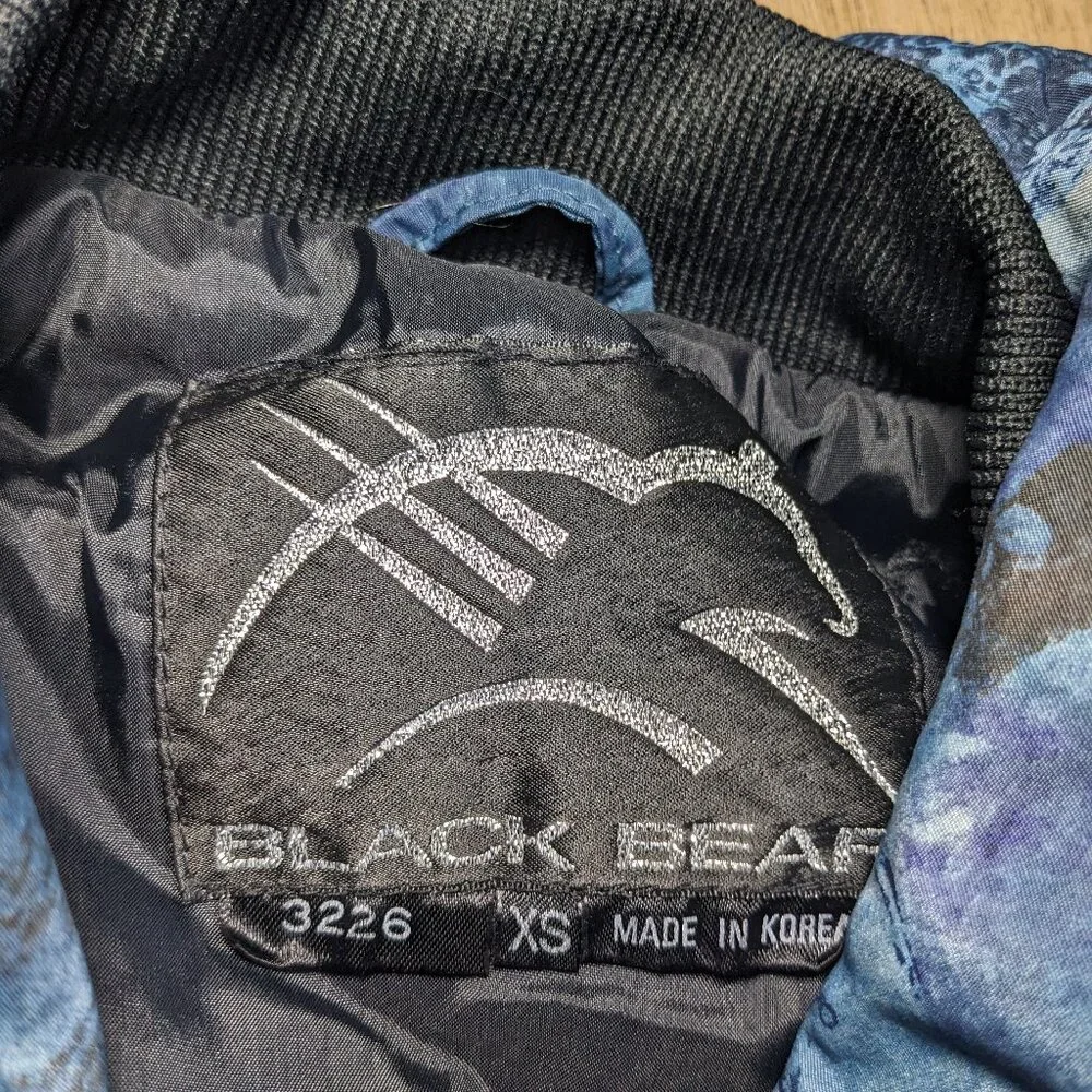Vintage Black Bear Ski Suit One Piece Snowsuit Womens XS Snow Bib Shell 80s 90s